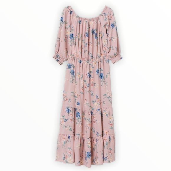 𝅺NWT H&M Off the shoulder floral powder pink dress - Picture 2 of 9